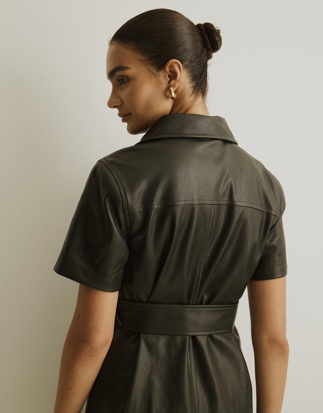 Atmos&Here - Frankie Leather Look Shirt Dress