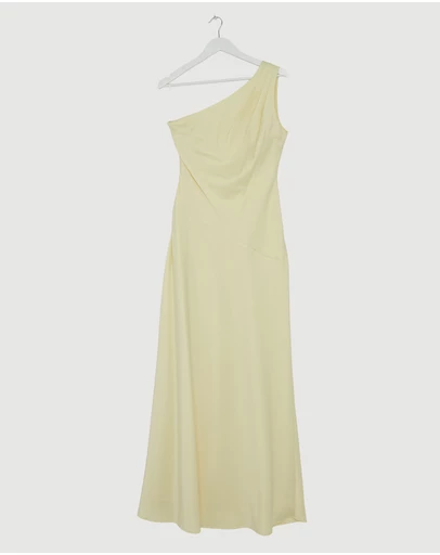 Revibe - Repaired CHANCERY Hallie Satin One Shoulder Drape Maxi Dress - AU 10