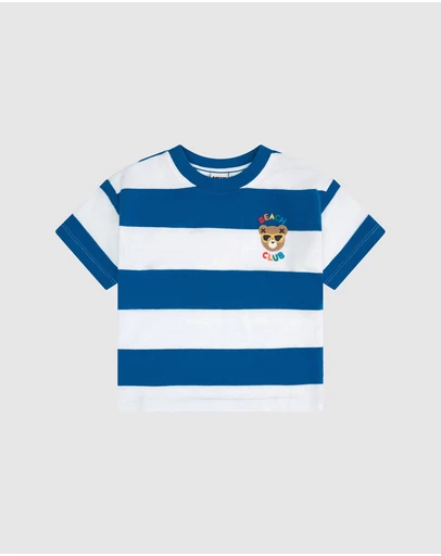 Huxbaby - Beach Club Hux Block Stripe Drop Shoulder Tee - ICONIC EXCLUSIVE - Babies-Kids