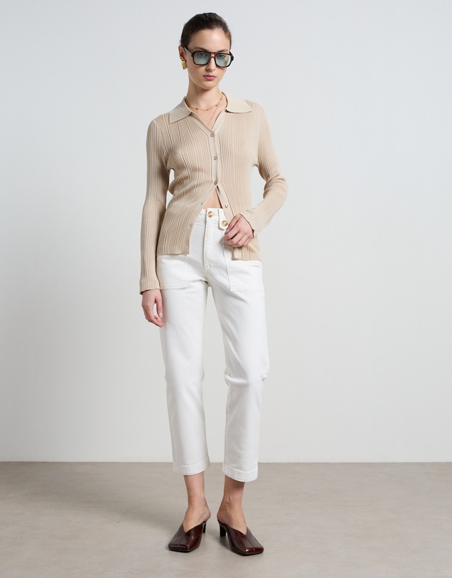 DRICOPER DENIM - Stella Stretch High Waisted Ivory Trousers