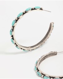 Lovisa - Antique Silver Turquoise Large Hoop Earrings