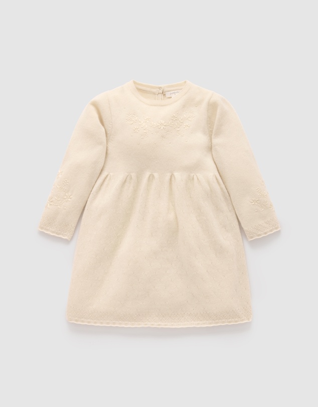 Purebaby - Embroidered Cashmere Dress - Kids-Babies