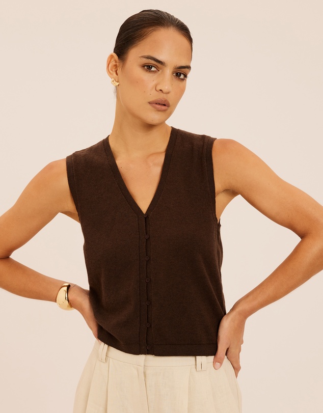 AERE - Vala Cotton Cashmere Blend Knit Vest