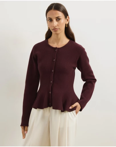 Atmos&Here - Thea Peplum Hem Knit Cardigan