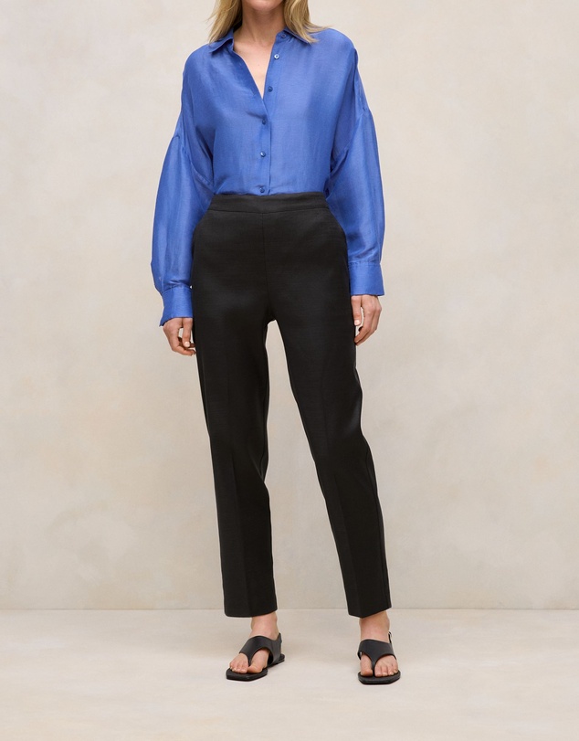 Trenery - Stretch Linen Blend Pull On Pant in Black