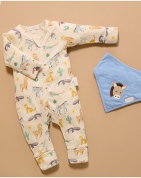 Purebaby - Printed Zip Growsuit -Kids-Babies