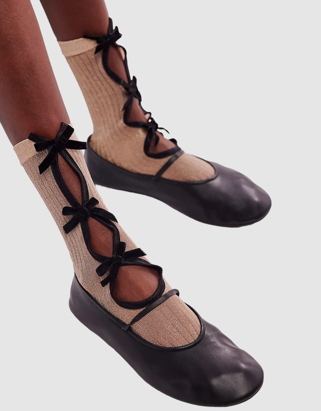 High Heel Jungle - Lurex Velvet Bow Socks