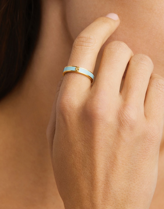 By Charlotte - Born to Bloom Enamel Ring - Cloud Blue