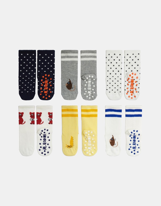 Mini Rodini - Kitten 6-Pack Anti-Slip Socks