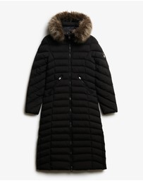 Superdry - Fuji Faux Fur Hooded Longline Slim Fit Jacket
