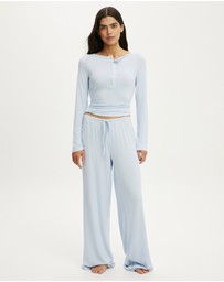 Cotton On Body - Super Soft Boat Neck Henley Long Sleeve Top