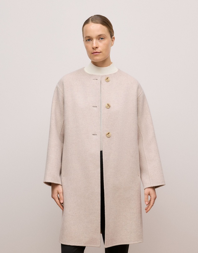 Trenery - Brushed Wool Silk Scarf Coat in Oat