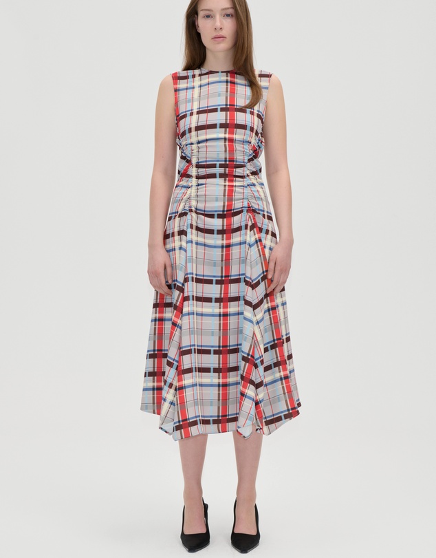 Stine Goya - Checkered Cady Sleeveless Gathered Midi Dress