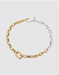 Kuzzoi - ICONIC EXCLUSIVE - Bracelet Male Crystals Link Chain with Crystal 925 Sterling Silver Bicolor