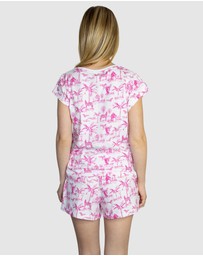 Sant And Abel - Women's Skydog Toile Pink Jersey Short PJ Set