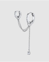 Elli Jewelry - Earrings Earcuff Single with Crystals 925 Sterling Silver