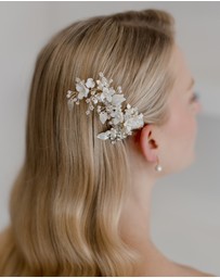 The White Collection - Harper - Floral Pearl Gold Bridal Hairpiece
