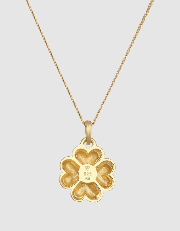 Elli Jewelry - Necklace Cloverleaf 925 Sterling Silver Gold-Plated