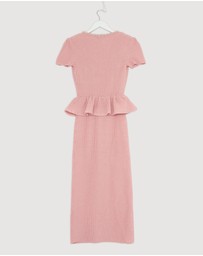 Revibe - Repaired Self Portrait Peplum Knit Midi Dress - AU 8