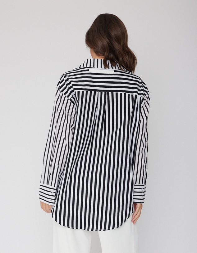 ALEXANDRA - Austin Shirt Mixed Stripe Black