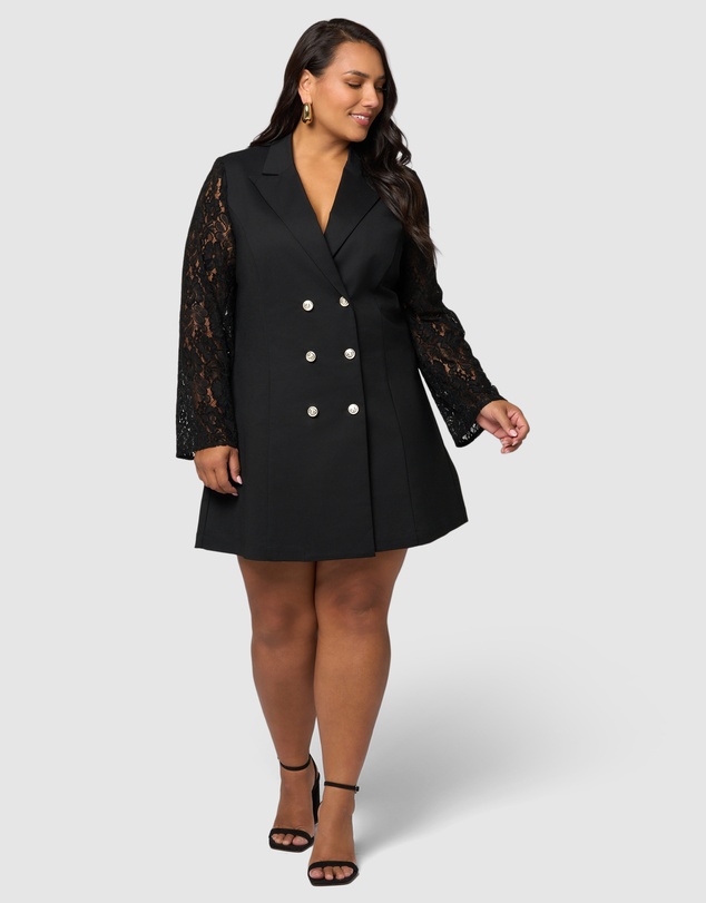 Pink Dusk by Curve Project - Envy Lace Tuxedo Mini Dress
