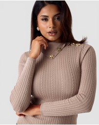 GUESS - Eco Priscilla T-Neck Cable Rib Sweater