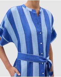 Oroton - Slub Silk Stripe Column Dress