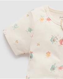 Purebaby - 2 Pack Short Sleeve Printed Growsuit -Babies