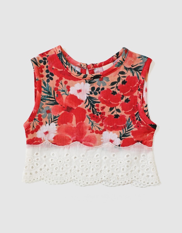 WITH LOVE FOR KIDS - Cotton Muslin Lace Top - Babies - Kids