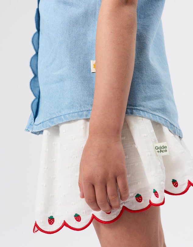 Goldie + Ace - Scallop Hem Strawberry Skirt - Kids