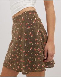 Dazie - Choccy Ditsy Floral Mini Skirt