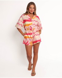 Petal & Pup - Aria Tie Waist Playsuit - Pink Palm