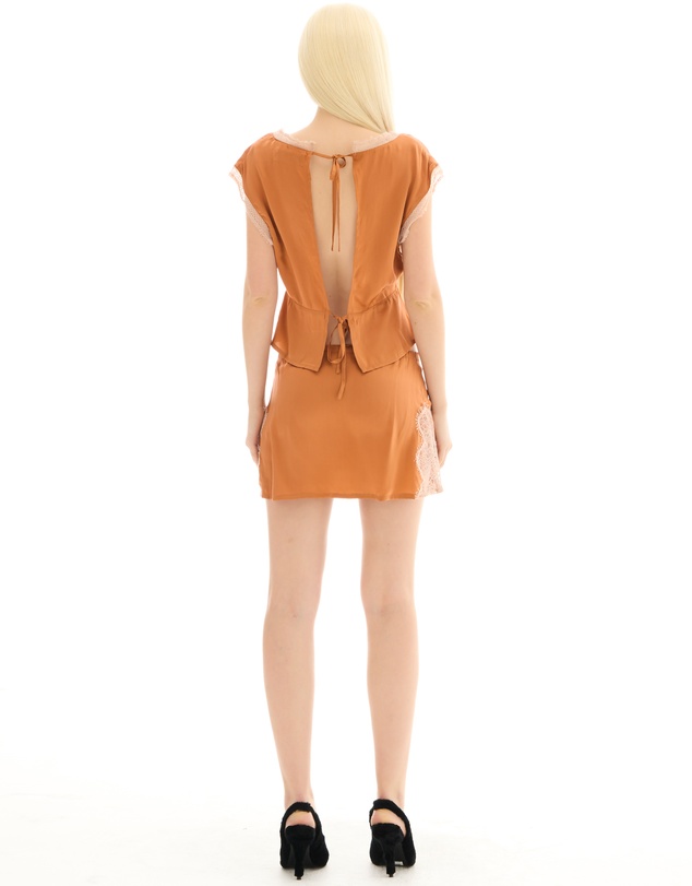 THE TALES - Satin And Lace Lace Open Back Top