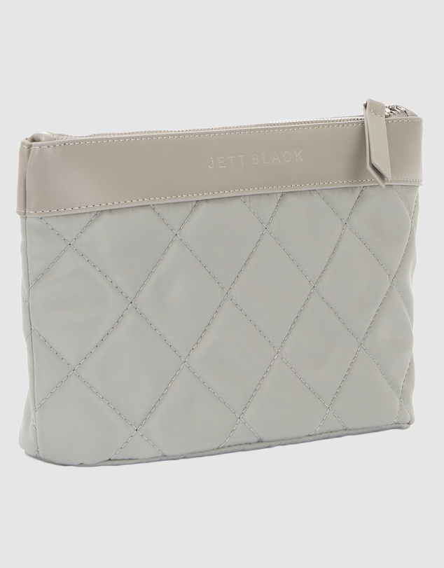 JETT BLACK - The Bondi Silver Quilted Clutch Pouch Zip Case