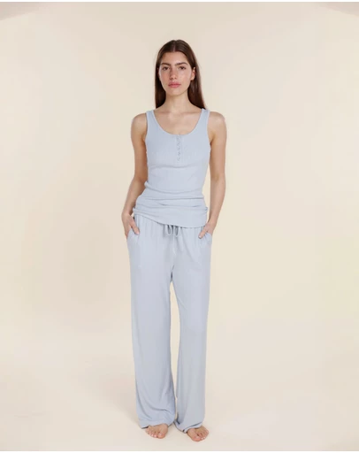 Gingerlilly - Liberty Ribbed Singlet Henley Top