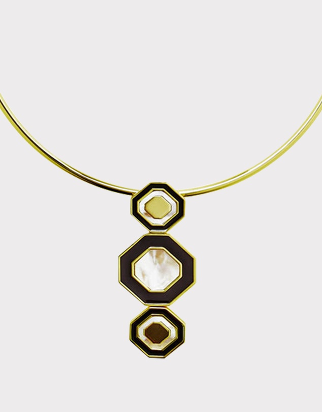 Florence Broadhurst - Octagonal Mop Pendant Ring Necklace