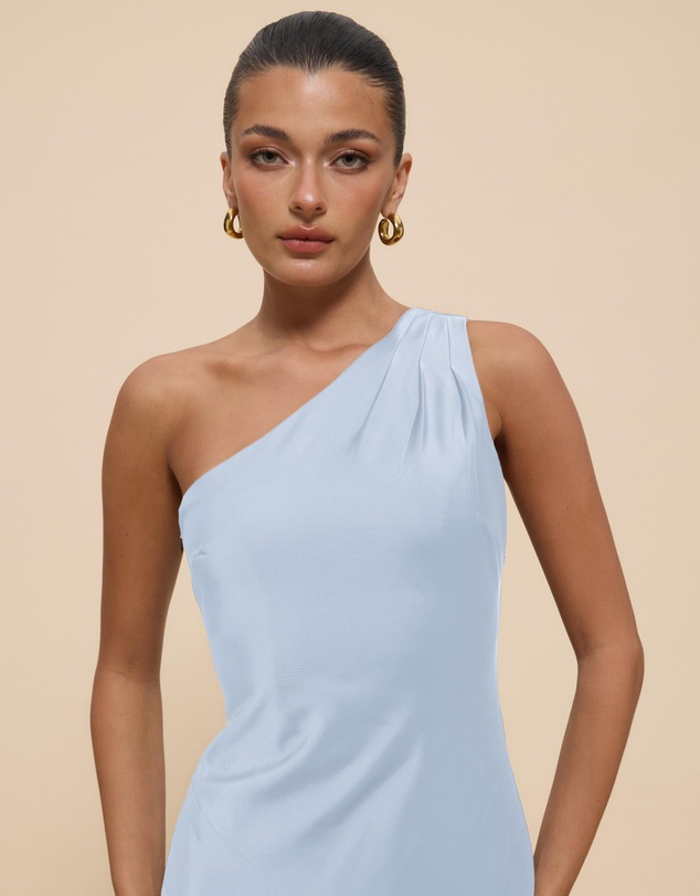CHANCERY - Hallie Satin One Shoulder Drape Maxi Dress