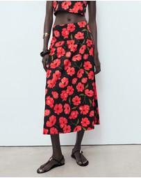 M.N.G - Floral-Print Flared Skirt