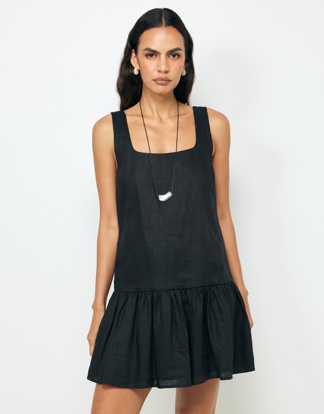 AERE - Madilyn Drop Waist Linen Mini Dress