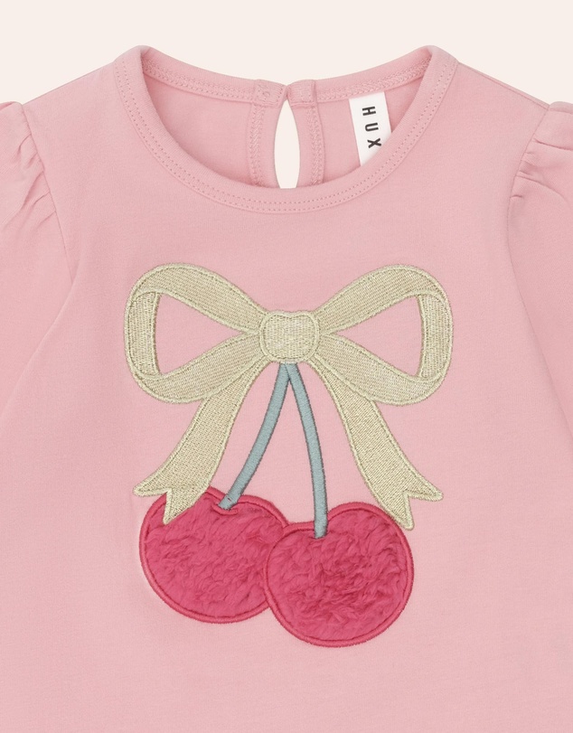 Huxbaby - Cherry Bow Puff Sleeve Top - Babies-Kids