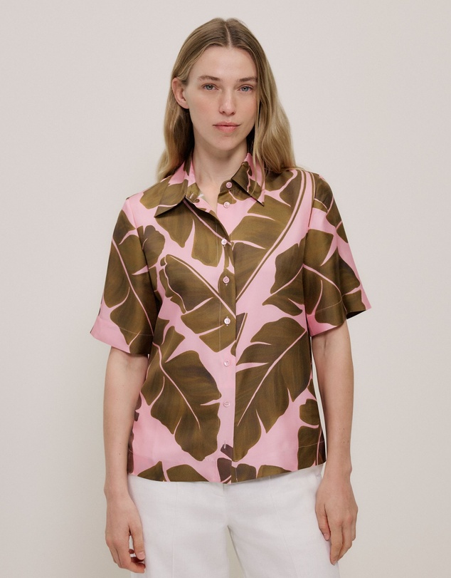 Trenery - Solara Silk Short Sleeve Shirt in Primrose