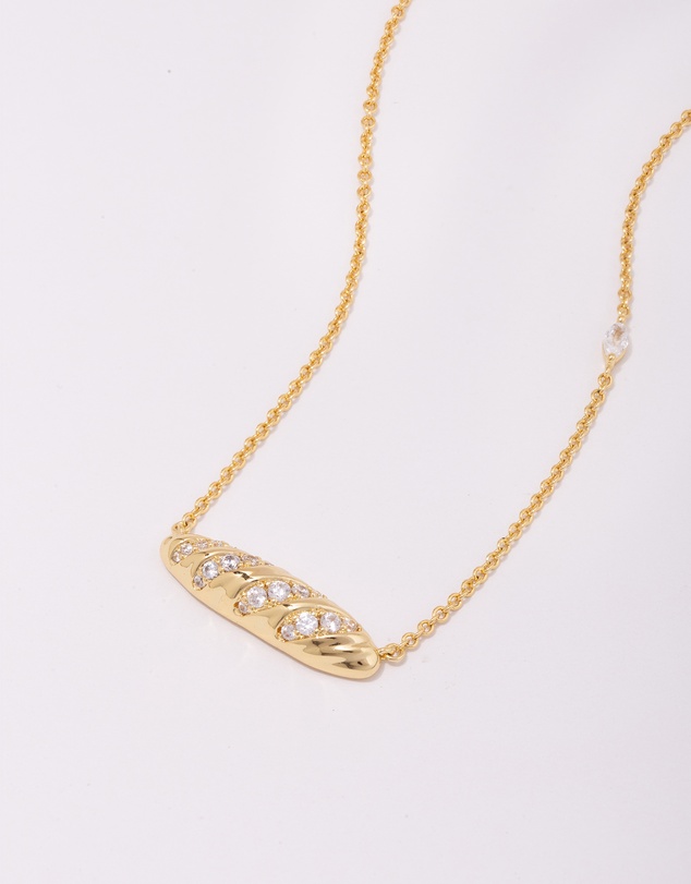 Wanderlust + Co - Baguette Pave Gold Necklace