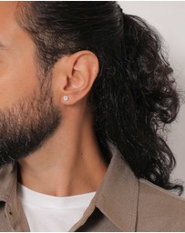 Kuzzoi - ICONIC EXCLUSIVE - Earrings Male Stud Swarovski® Crystals Single 925 Sterling Silver Gold Plated
