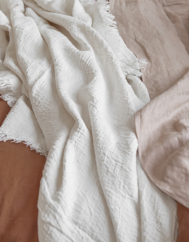 The Cover Collective - French Linen Throw - Ivory
