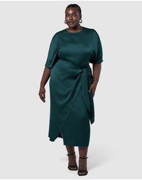 Pink Dusk by Curve Project - Act Up Satin Midi Dress