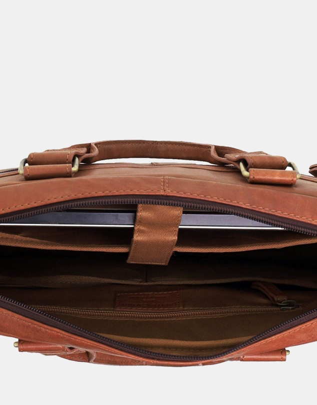 Pierre Cardin - Pierre Cardin Multi-Compartment Leather Computer Bag