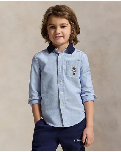 Polo Ralph Lauren - Polo Bear Oxford Knit-Collar Shirt - Kids