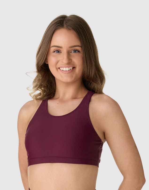 Modest Mermaid - Burgundy Dusk Bikini crop top