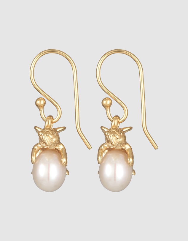 Elli Jewelry - Angel Pendant Pearl Drop Earrings in Gold-Plated 925 Silver