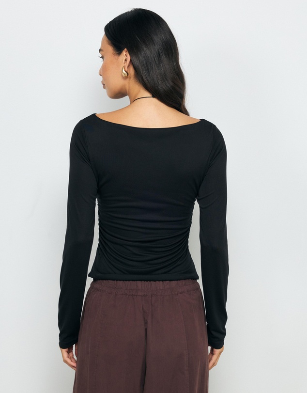 AERE - Cupro Boat Neck Top